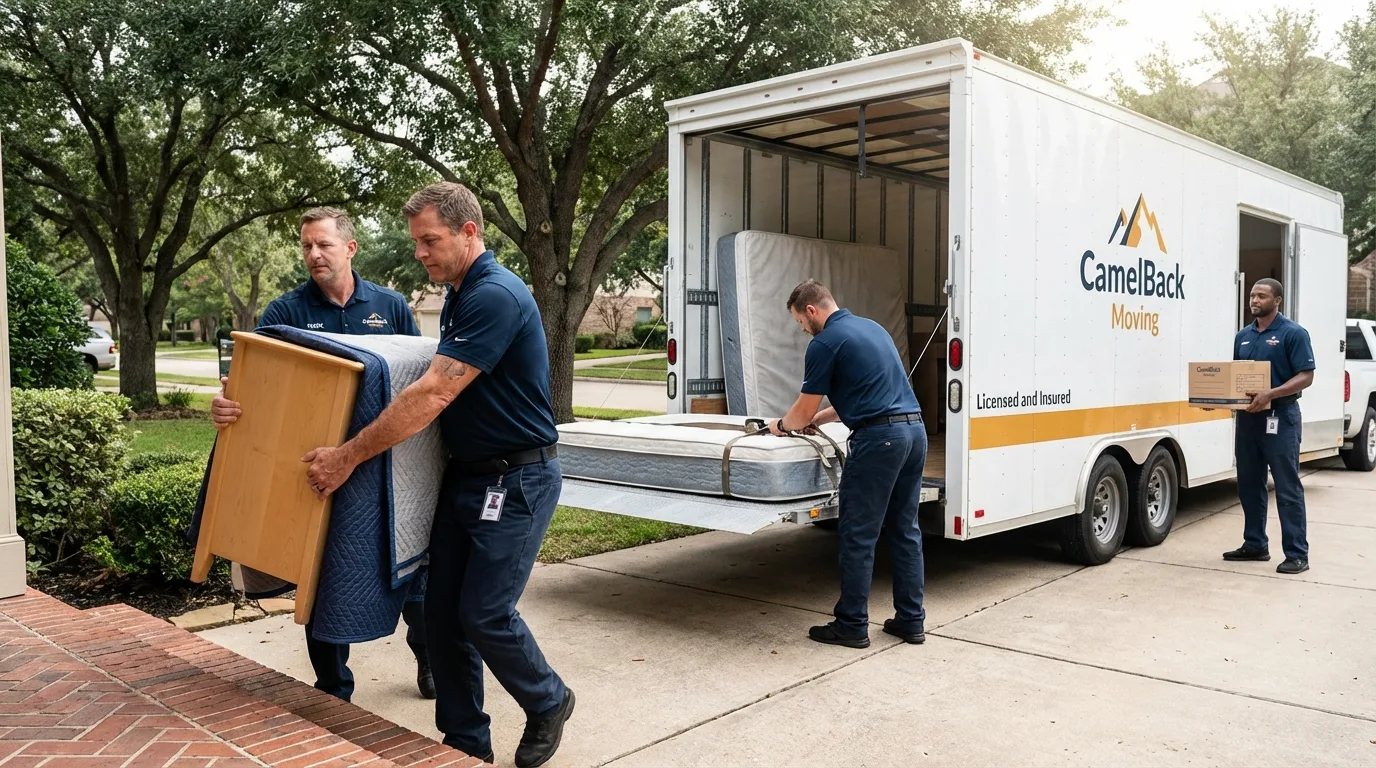 Crew loading residential truck for cross-state move from Central, SC