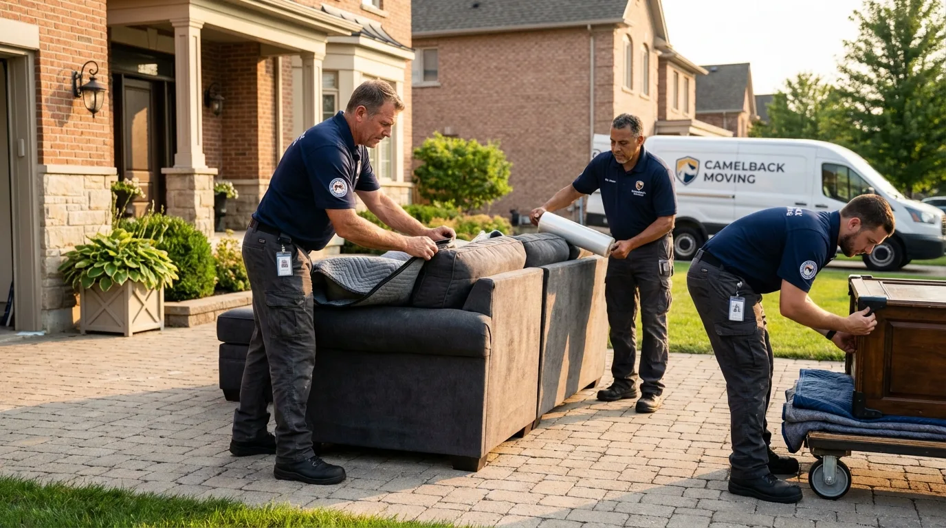 Large estate moving crew wrapping furniture in Central, SC